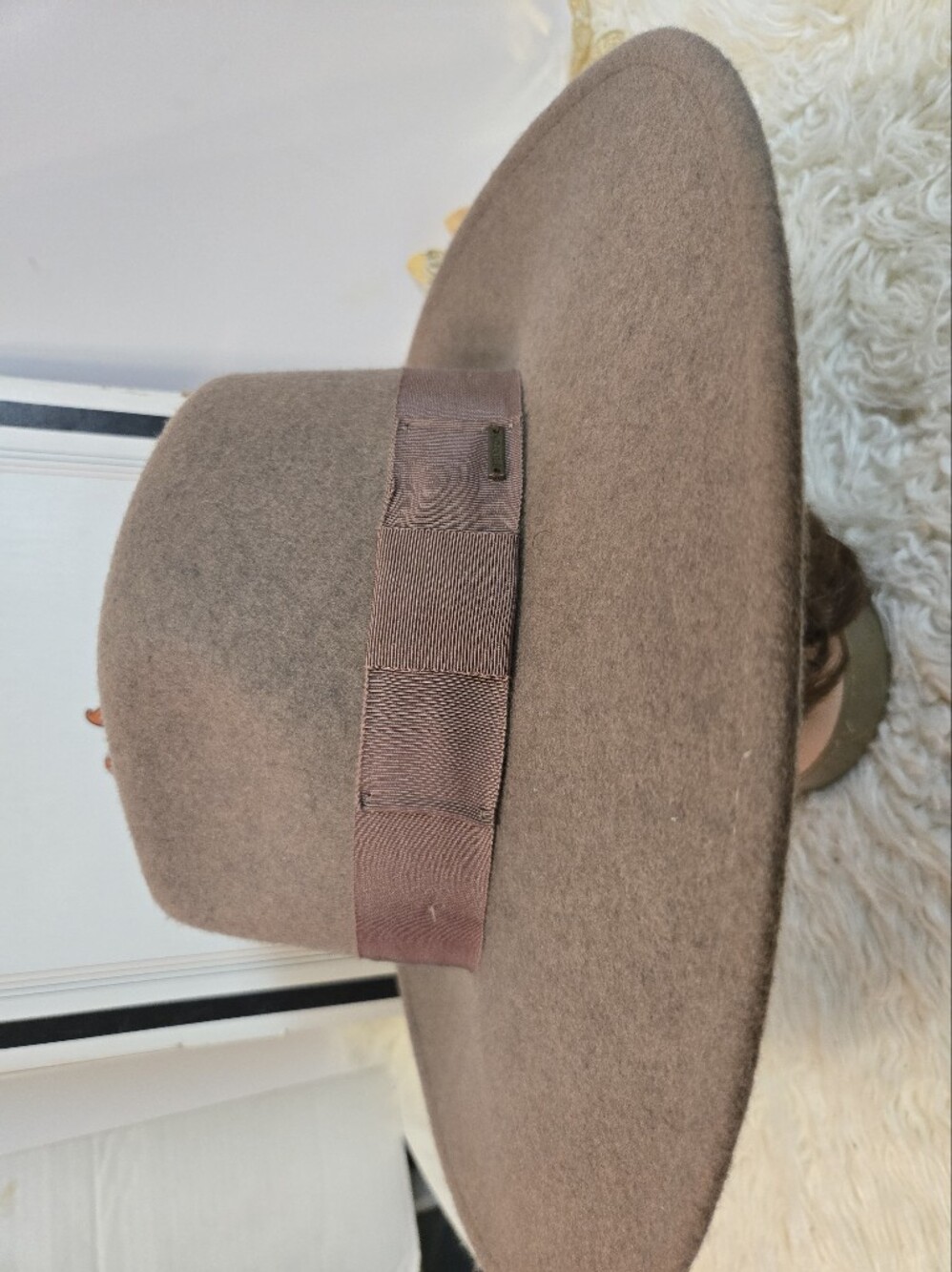 Brixton Brown Felt Wide-Brim Hat with Grosgrain Band
